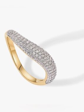 Gold plated CZ Pavé Wave Ring